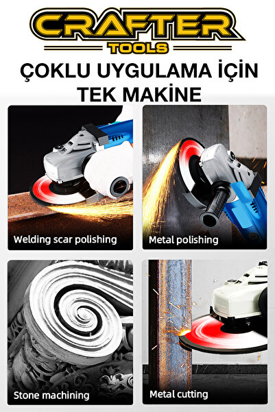 CRAFTERTOOLS Germany 2200 Watt Metal Şanzıman 230MM Büyük Spiral Taşlama ve Metal Kesme Makinesi