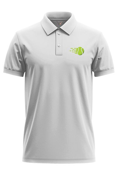WİDİ Ρακέτα μπάλας τένις γηπέδου με εμπριμέ Minimal Regular Fit 100% βαμβακερό γιακά πόλο λευκό μπλουζάκι
