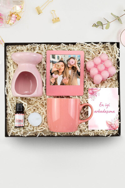 Trendmiya Ahşap Çerçeve & Buhurdanlık Seti & Mum & Kupa Hediye Seti