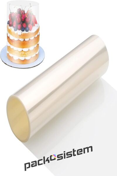 PACKOSİSTEM 11 cm x 25m Pasta Kenar Jelatini - Şeffaf ve Esnek Asetat Rulo Pasta Kalıbı