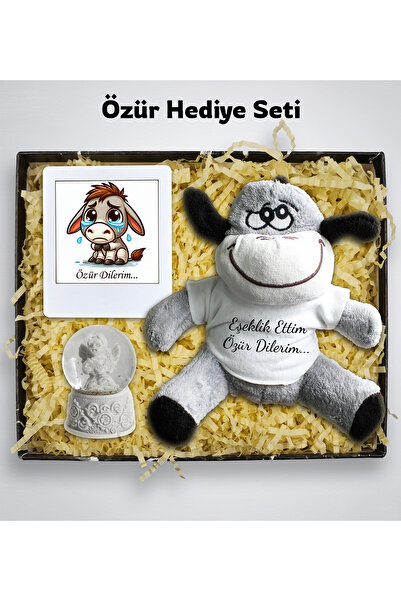 vegahediye v vega Özür Hediye Seti ( Eşeklik Ettim Özür Dilerim Baskılı Peluş...