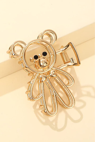 TAKIŞTIR Altın Renk Ayıcık Figürlü Metal Mandal Toka