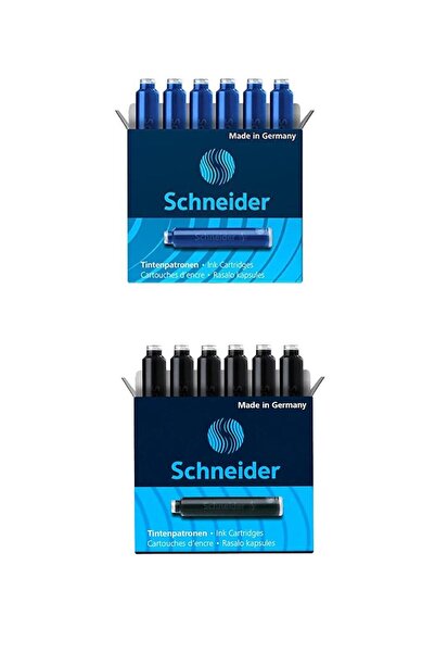 SCHNEIDER DOLMA  KALEM KARTUŞU  SİYAH & MAVİ ( 2 PAKET )