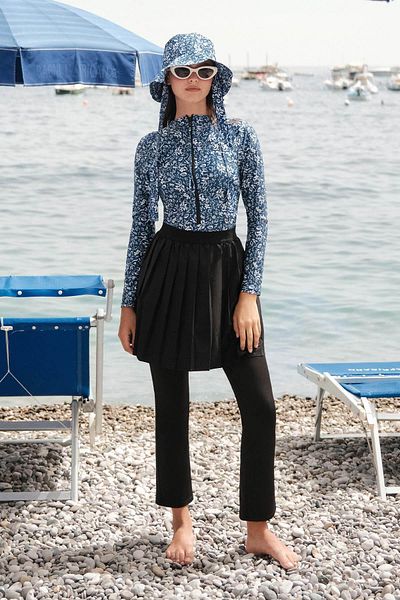 Manuka Surf-Badeanzug mit blauem Muschelmuster