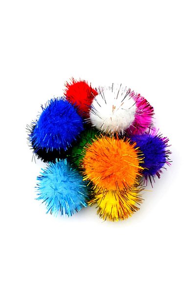 Bubu Pompon mixt cu sclipici anilor 80 - 10-20-30 mm (BUBU-HS0026)