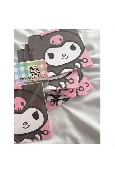 synshop Sanrio Kuromi Y2K Kpop - Kawaii Block Cube, Yellow Dog Pattern, 50 Sheets Gift Notepad
