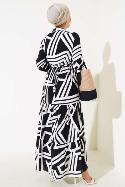 VOLT CLOTHİNG Dámské šaty z viskózy - pruhovaný vzor