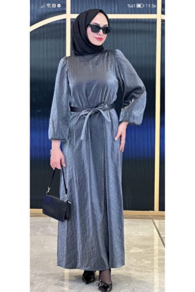 Nihle NİHLE ŞİK VE GÜZEL KETEN ELBİSE KEMERLİ