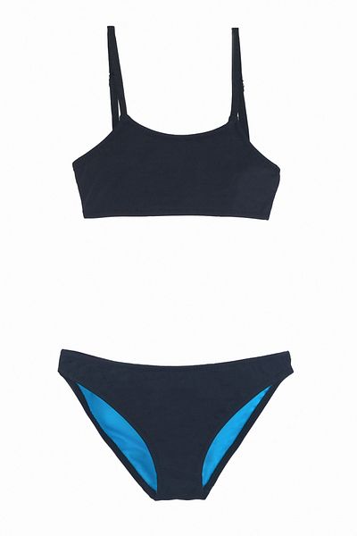 TooHot Girl's Black Adjustable Thin Strap Bottom Top Suits-7-8