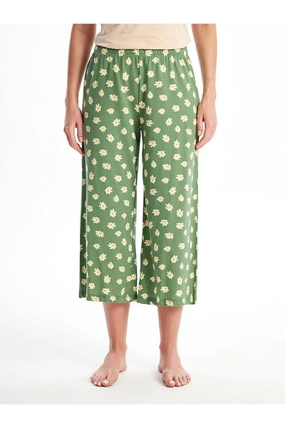 LC Waikiki LCW DREAM - Dámsky capri pyžamový spodný diel so vzorom, elastický pás