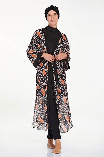 Remsa Mayo Roxana 6108 Black Single Pareo Kaftan - on Swimsuit