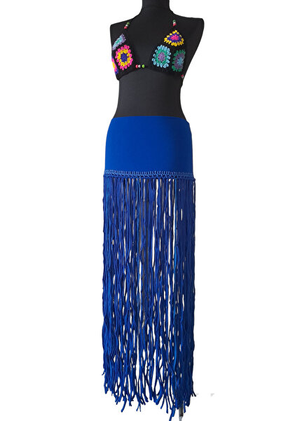bi ters bi düz Tasseled Long Pareo Skirt