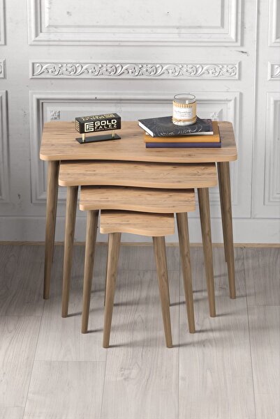 GOLDFALEZ Zigon Sehpa Ahşap 4'Lü Atlantik Çam Kr