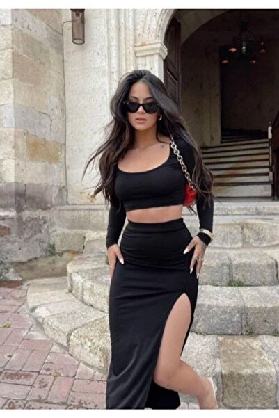 Lion Collection Fusta neagră cu fantă Sandy (nu este un costum)