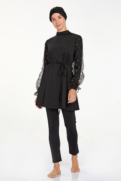 Remsa Mayo Lycra Chiffon Hijab Μαγιό - Beta 4557, Πλήρως Καλυμμένο, Μαύρο