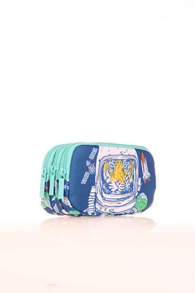 KAUKKO Τσάντα μολυβιού με μοτίβο Tiger Blue 3 θέσεων για - L8164