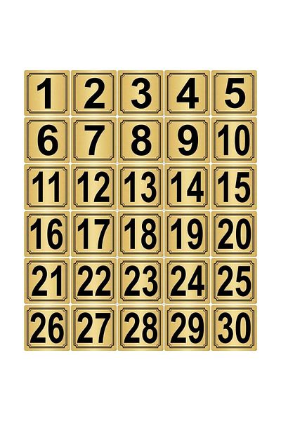 Bir Reklam طاولة باب معدني رقم 30 ذهبي 5×5 سم