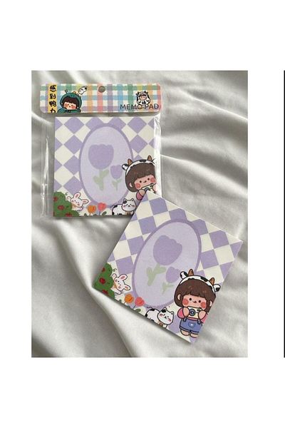 synshop Sanrio Cow Girl - Cinnamoroll Y2K Kpop Cute Rabbit Cat Teddy Bear Square Notepad