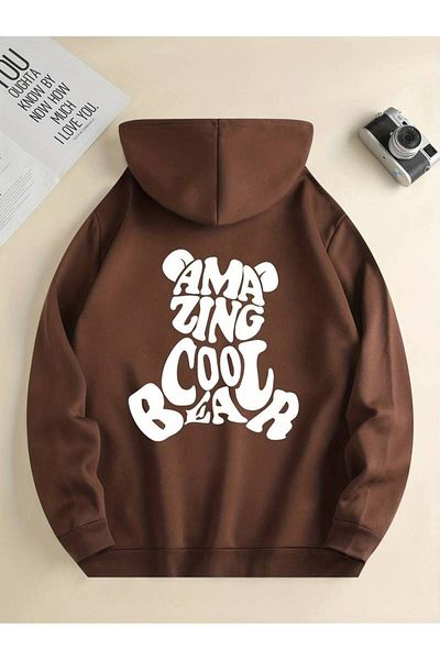 AMMA Φούτερ με κουκούλα Unisex 3 Thread Oversize - Εκπληκτικό Cool Bear Printed