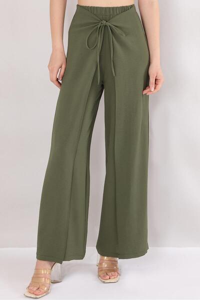 Fashion Showcase Etek Görünümlü Aerobin Yırtmaçlı Pantolon - Haki