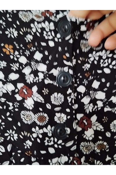 anne moda ankara Καλοκαιρινό φόρεμα με 3 κουμπιά μακρυμάνικο φόρεμα