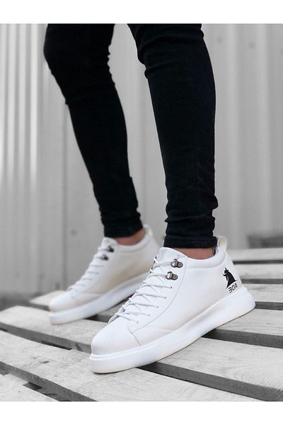 BOUIS Ανδρική λευκή καθημερινή άνετη σόλα Casual αθλητικά παπούτσια Κομψά ψηλή σόλα Lifestyle Classic αθλητικά παπούτσια