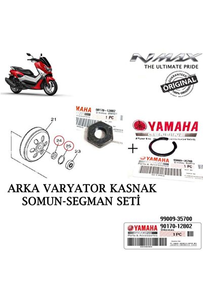 YSGMOTOPARTS Nmax 125/155 2015-2020 Orijinal Arka Varyatör Kasnak Somun Seti