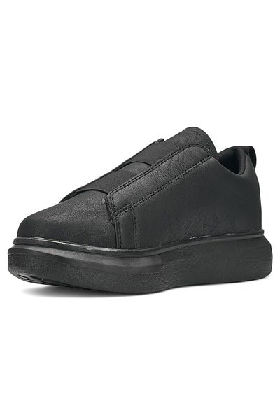 İmerShoes Ανδρικά αθλητικά παπούτσια casual - Μαύρο ψηλοτάκουνο, σόλα με σχέδιο, αθλητικά παπούτσια με οβάλ μύτη 109