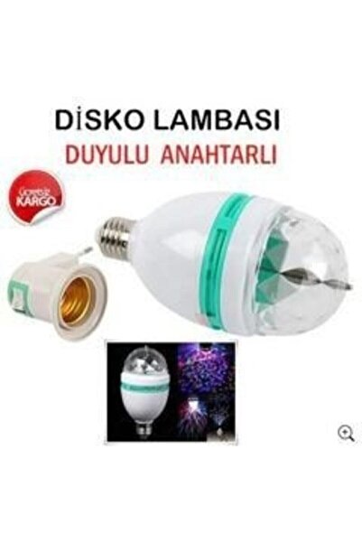 BarkoFix Renkli Disko Ampulü Lambası E27 Duy Hediye LED Ampul Dönen Disco Topu Lamba Işık A