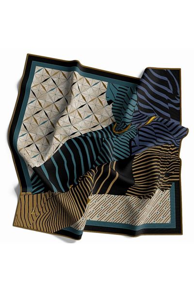 19V69 ITALIA Pattern Geometric Gold Series Twill cu Agatator Eșarfe și Set Cadou 90x90 Cm