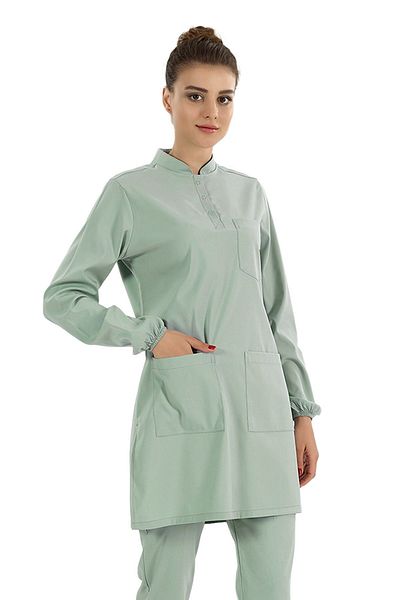 ÇİZGİ MEDİKAL Mint Green Nurse Jersey - Hijab Lycra, Doctor Scrubs Uniform