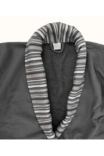 Koza Home Limira Set of 2 - Anthracite Color Cotton 1 Bathrobe, S-M 1 Dowry Towel, 50x90 2229
