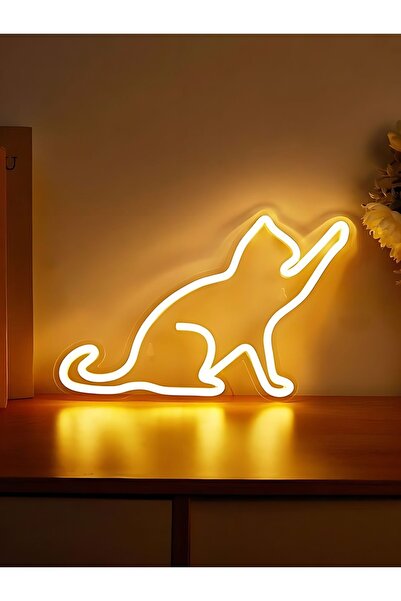 Kab Atölye Kedi Neon Led Tabela