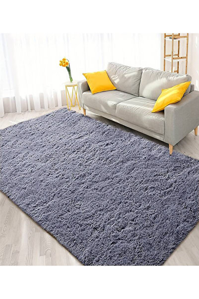 Rugby Home Sürpriz Ev Tekstil Antrasit Renk Peluş Yıkanabilir Halı