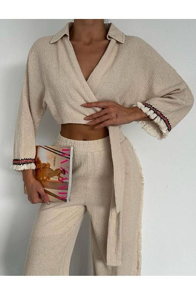 Oyer Moda Women's Crop Suit Set - Double Design