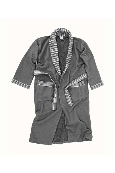 Koza Home Limira Set of 2 - Anthracite Color Cotton 1 Bathrobe, S-M 1 Dowry Towel, 50x90 2229