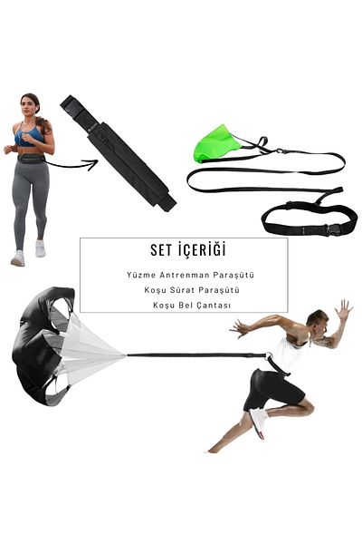 Rebuwo Running Training Set - Parachute, Swimming Parachute and Waist Bag