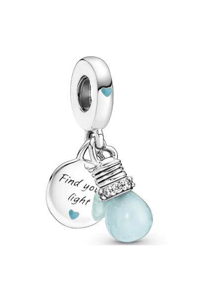 JotusJewelry Karanlıkta Parlayan Ampul Detaylı Sallantılı Charm