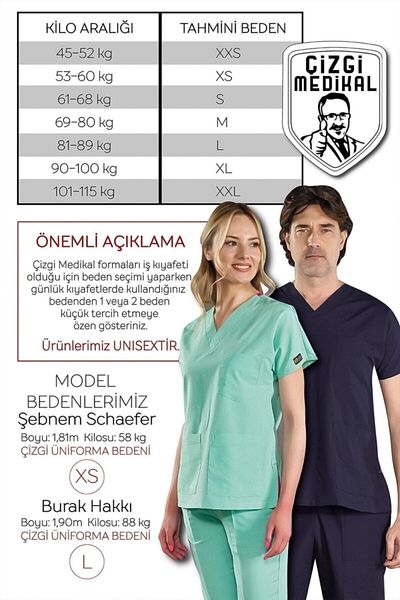 ÇİZGİ MEDİKAL بدلة ممرضة من الجيرسيه الدعك Terikoton من القماش النحيف بأكمام الخفافيش