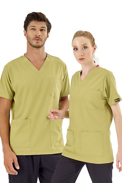 ÇİZGİ MEDİKAL Peanut Green Lycra Single Top Unisex Mold Nurse Jersey Doctor Apron Surgical Jersey Scrubs
