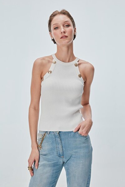 JOIN US Düğme Detaylı Halter Yaka Top