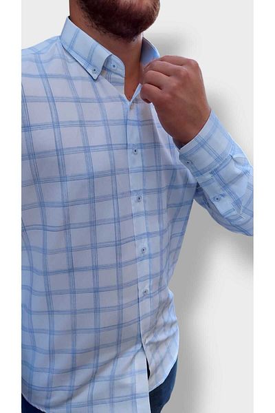 hodbehod O cămașă de calitate slim fit - mânecă lungă, fără buzunar, 60% bumbac 40% pol