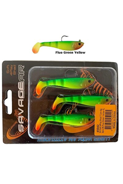 Savage Gear Soft 4play Shad 7.2cm 8gr 3'lü Paket Silikon Suni Yem Fluo Green ...