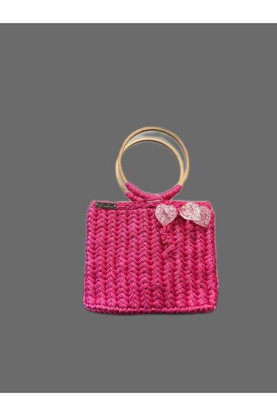 mirelabutique Ahşap Saplı El Örgüsü Çanta