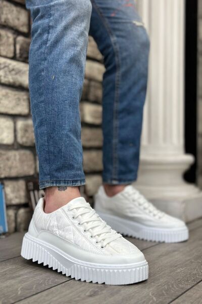 BOUIS Ανδρικά λευκά κορδόνια ορθοπεδικά αλεξίπτωτα υφασμάτινα παπούτσια καθημερινά αθλητικά άνετα αθλητικά παπούτσια με ψηλή σόλα