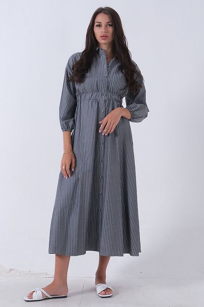 Feminist Anthracite Dress - Front Button and Elastic Waist31061446