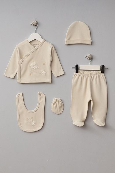 Bebitof Starry Teddy Bear Patterned 5 Piece Hospital Discharge Set