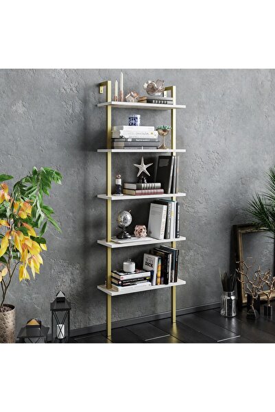Decorotika PİANTE KİTAPLIK BEYAZ GOLD