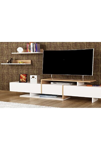 Decorotika Enjo Tv Ünitesi Beyaz Teak
