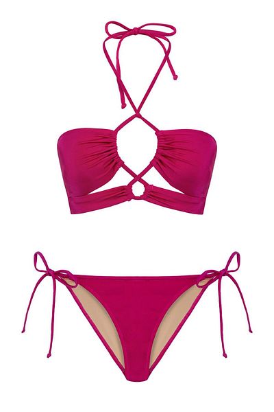 AQUELLA Σετ μπικίνι Strappy Fuchsia Halter